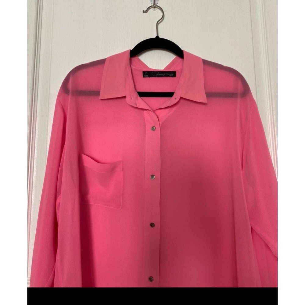 Patterson J. Kincaid Oversized Sheer Button-down Blouse - Picture 5 of 7